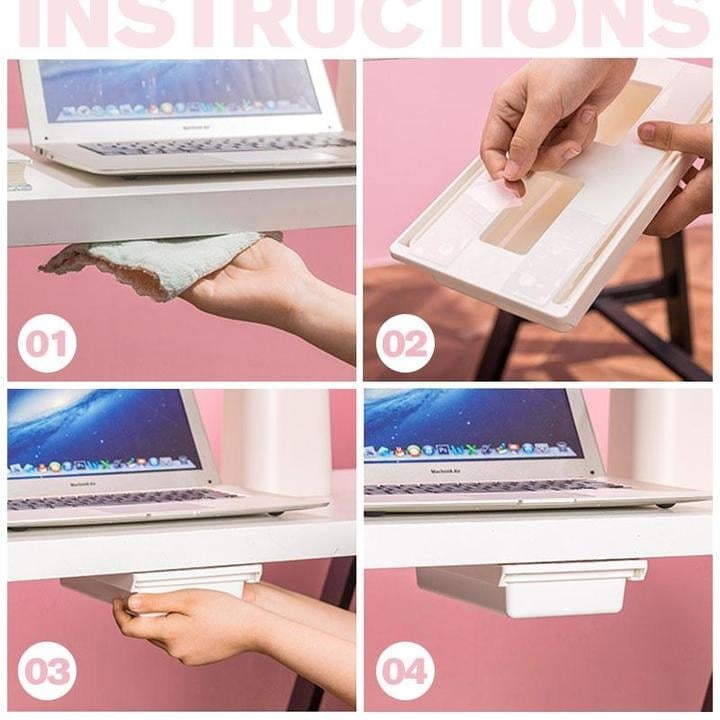 BowLift | Invisible drawer under the desk – Slim, hidden storage for workspace organization