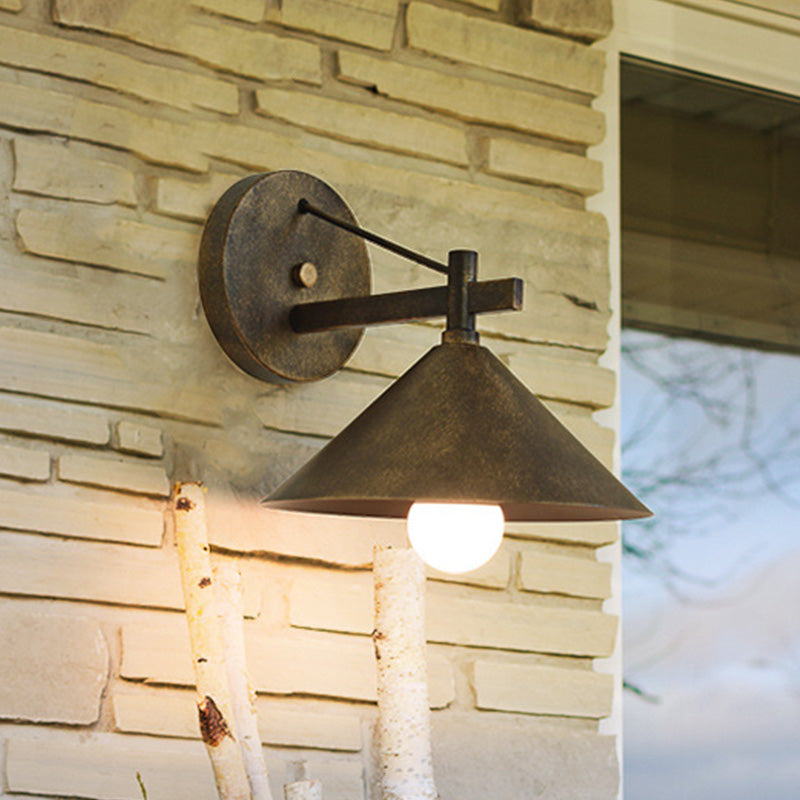 BowLift | 1 Metal Wall Lamp Light Industrial Aged Silver/Bronze Cone Dining Room Lighting Fixture
