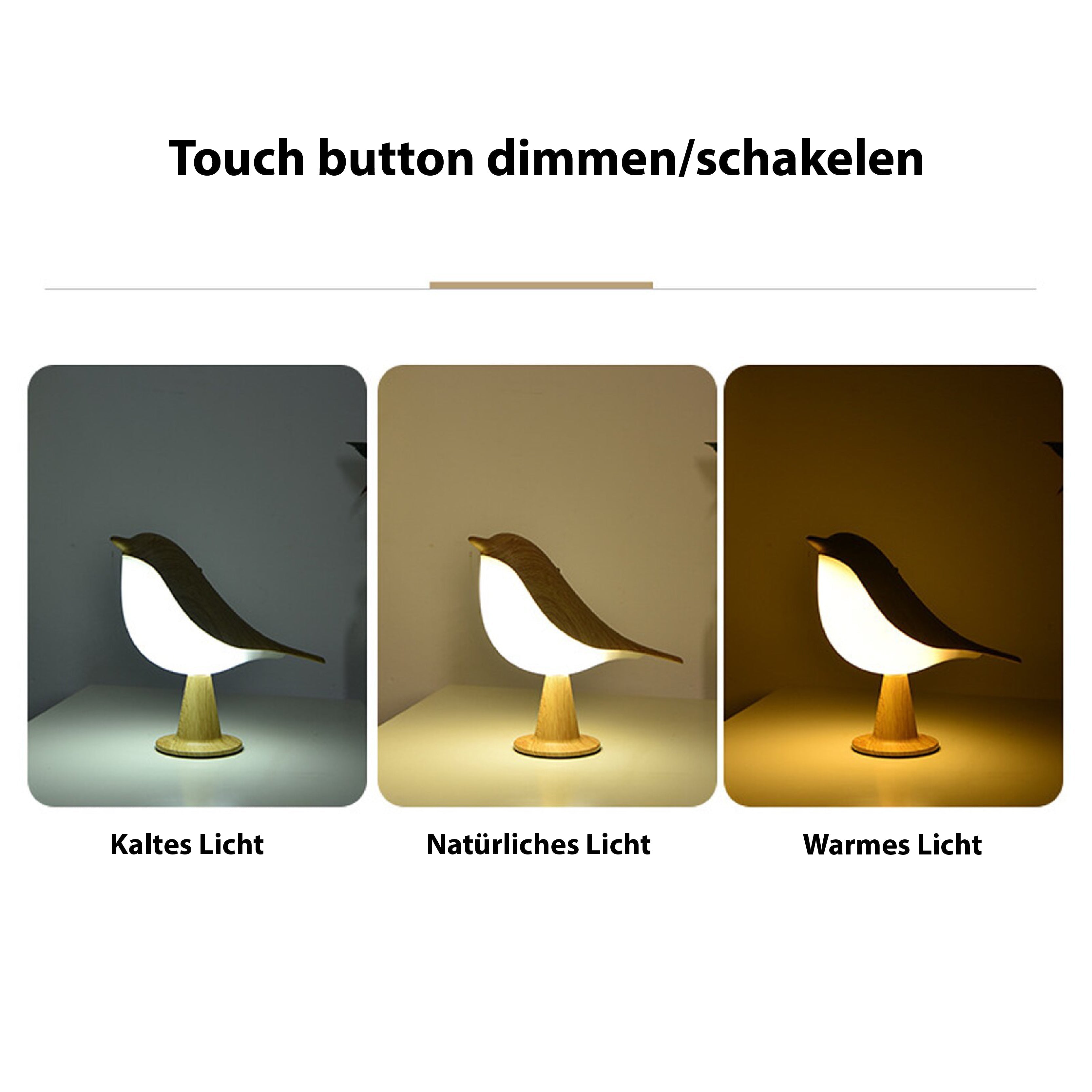 BowLift | Modern Wood LED Table Lamp Bird Design