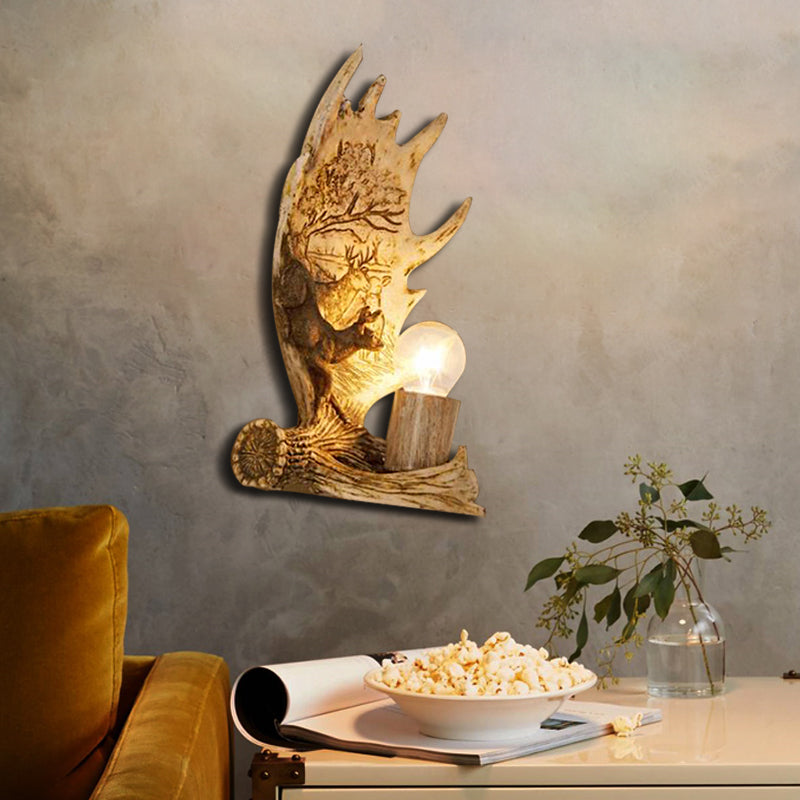 BowLift | 1 Light Marble Wall Light Modern Style Bronze Cylinder Dining Room Wall Light with Moose