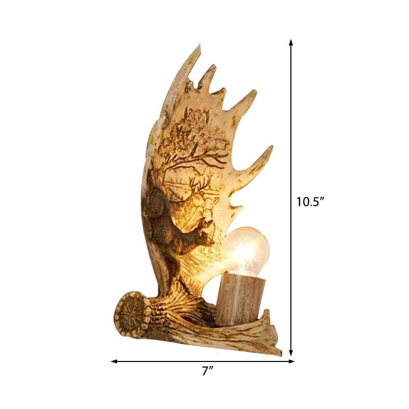 BowLift | 1 Light Marble Wall Light Modern Style Bronze Cylinder Dining Room Wall Light with Moose