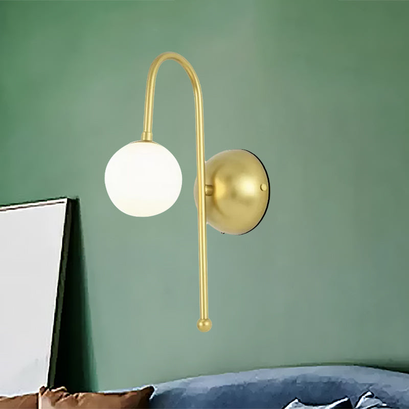 BowLift | 1 Bulb Globe Wall Mounted Light Modern Gold Opal Glass Lighting for the Living Room