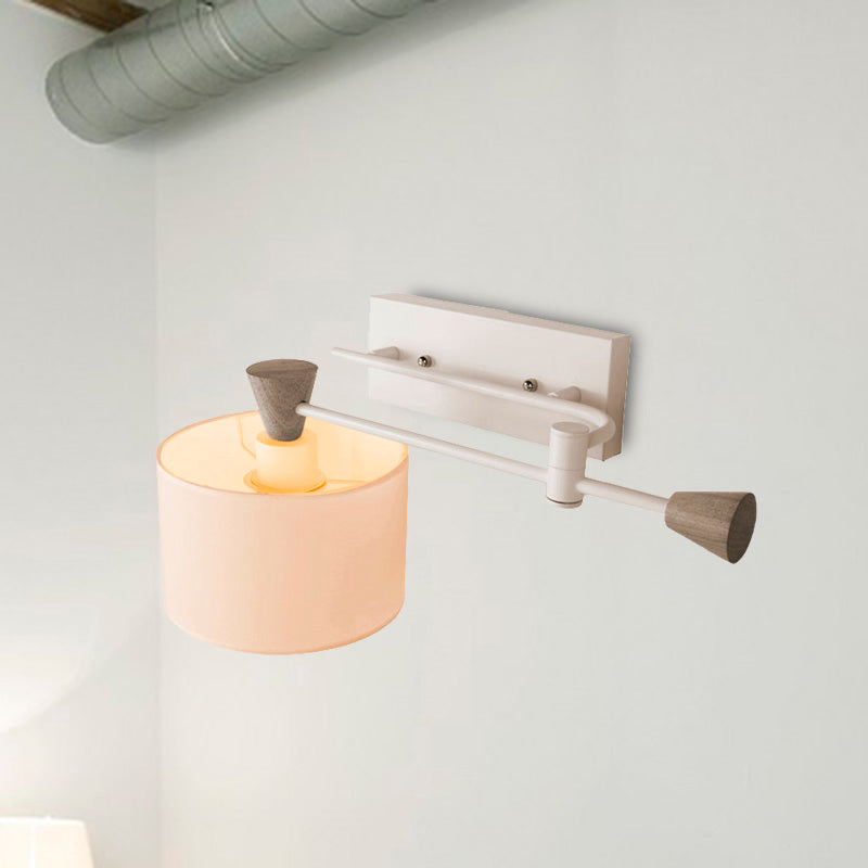 BowLift | Fabric Drum Shade Wall Mounted Light Industrial Loft 1 Light Bedroom Adjustable Wall Lighting in White