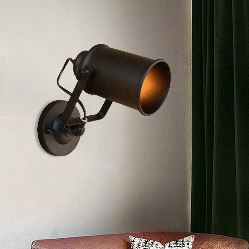 BowLift | Cylinder Metallic Wall Light Antique Style 1 Light Living Room Wall Mounted Light in Black/Rust