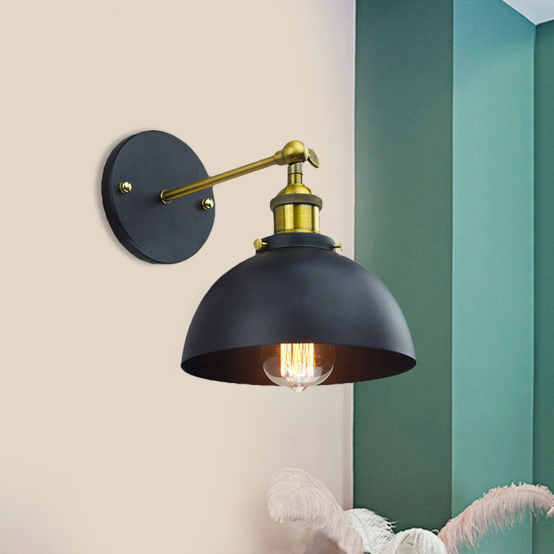 BowLift | 1 Head Wall Light with Dome Shade Metal Rotatable Wall Lamp in Brass Finish for Balcony