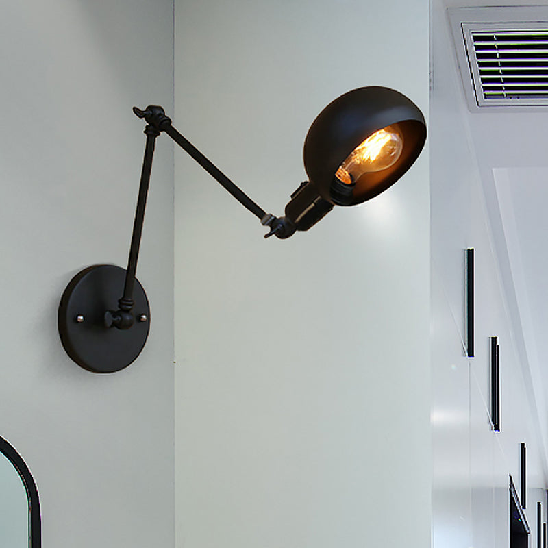 BowLift | 1 Bulb Metal Wall Light Industrial Black Swivel Arm Study Wall Lamp Light with Bowl Shade