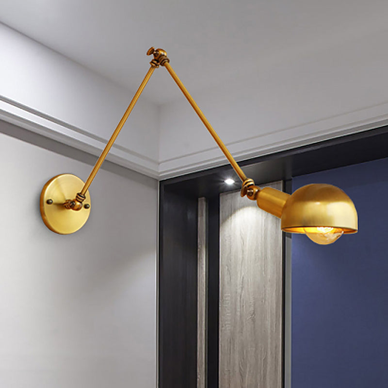 BowLift | 1 Bulb Reading Lamp Wall Retro Style Bowl Lamp Iron Adjustable Wall Lighting in Brass for the Study