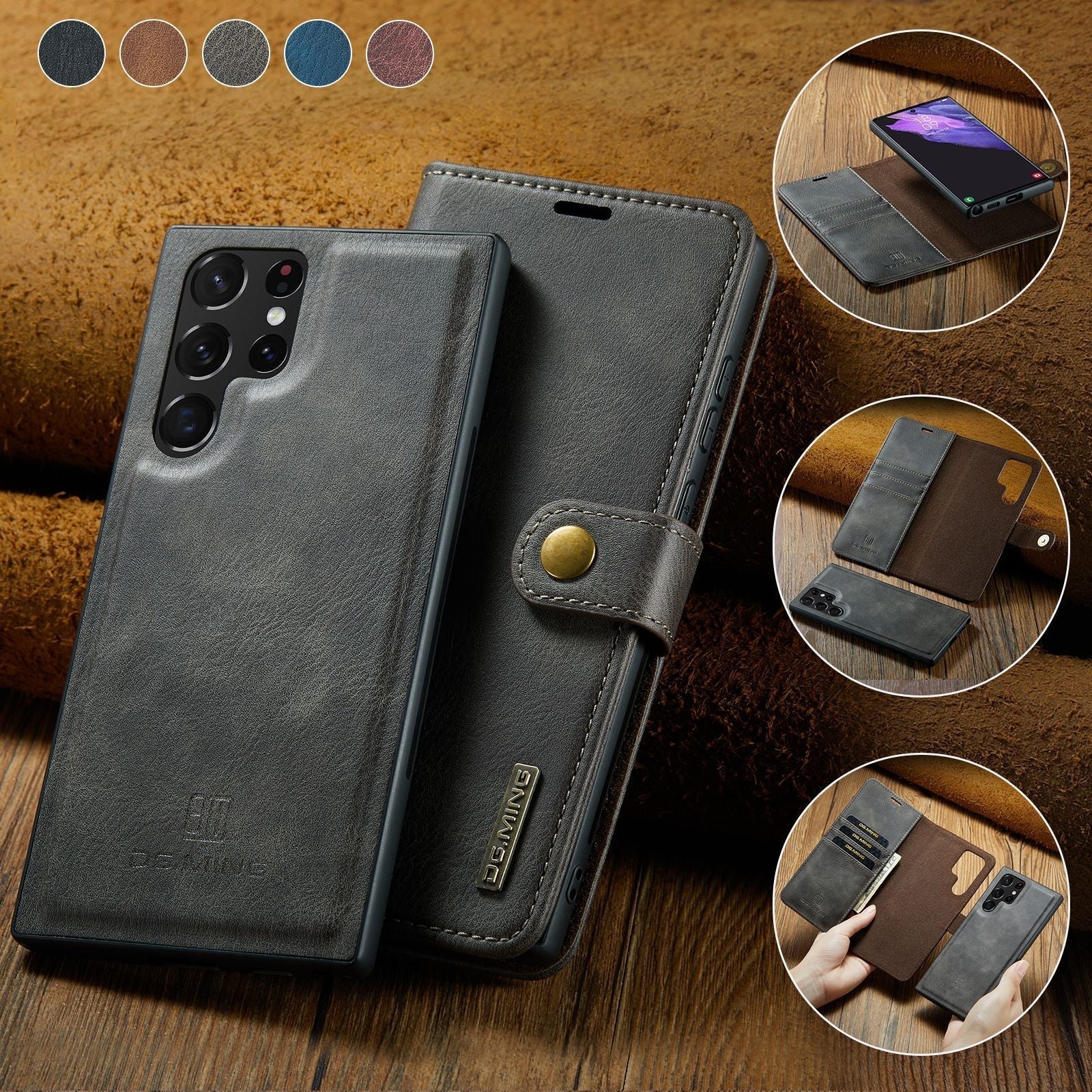 BowLift | 2 in 1 removable flip leather case for Samsung Galaxy
