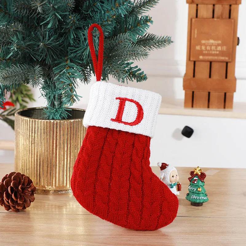 BowLift | Cute Letters Christmas Stockings Decorative Creative Tree Pendant Wool Knitted Socks