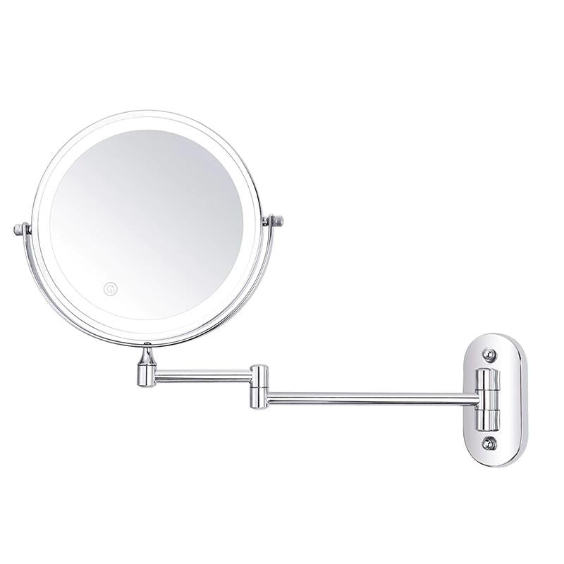 BowLift | LED Magnifying Mirror | Rechargeable | Cosmetics & Bathroom | Chrome Silver