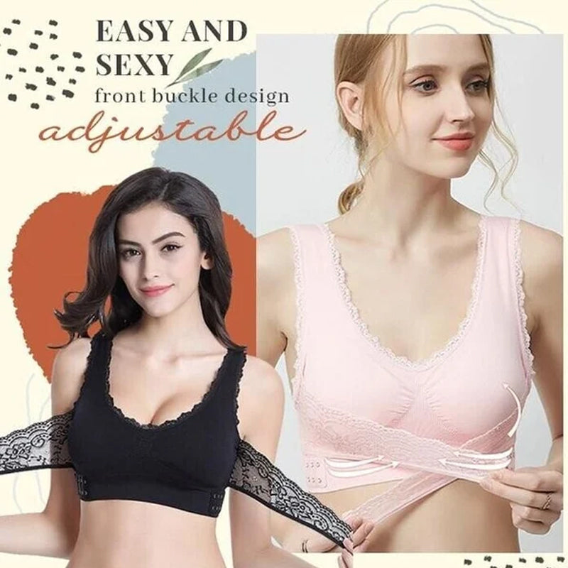 BowLift | Front Cross-Side Buckle Lace Bra