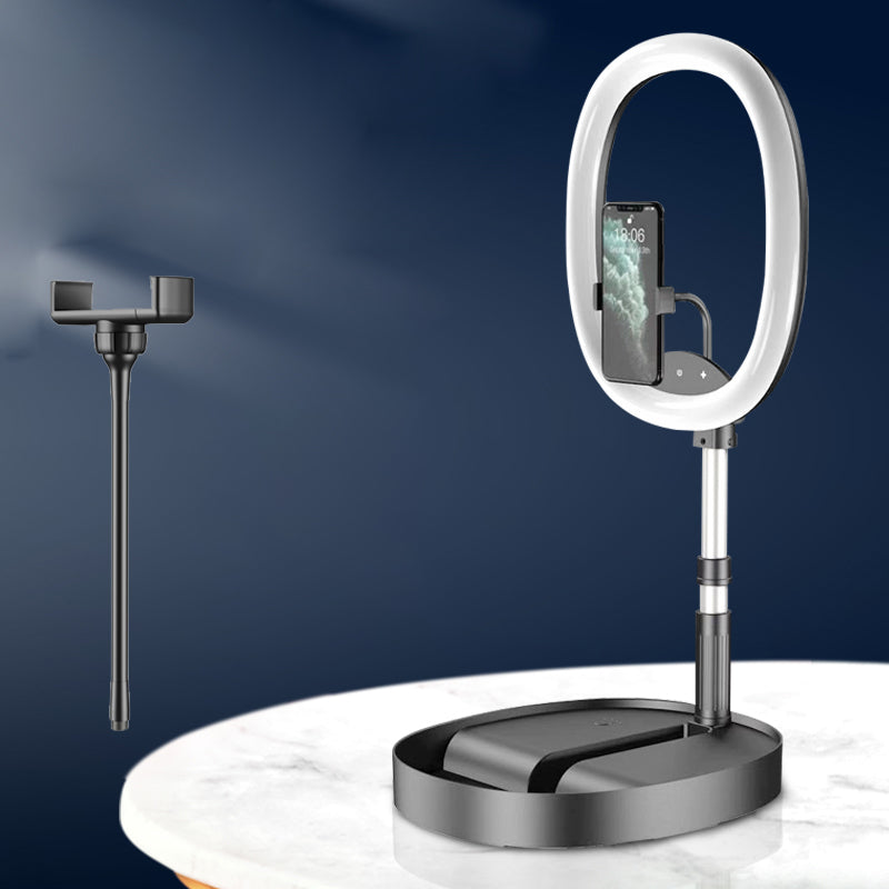 BowLift | Foldable and Adjustable Phone Holder with 10W Wireless Fast Charge, Up to 25.8cm, Lamp, Non-slip Panel, Mini Shelf, Suitable for Phones and Tablets