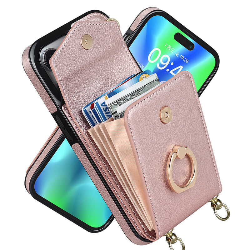 BowLift | Leather Wallet Case with Ring & Lanyard for iPhone