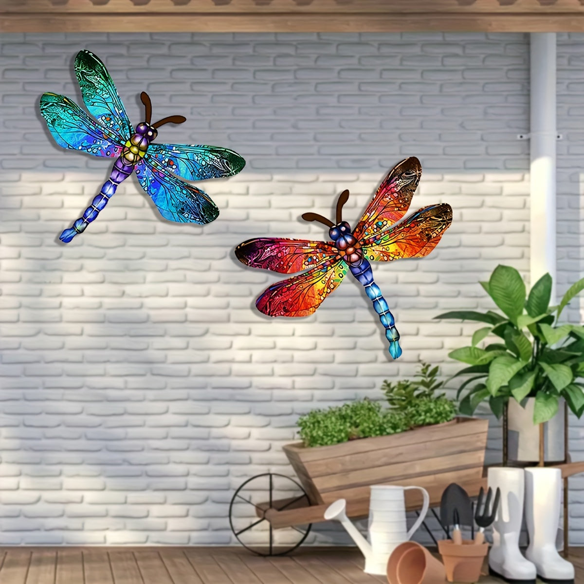 BowLift | 1/2 piece vibrant dragonfly wall art made of metal – artistic outdoor decoration for gardens, homes, and events – durable, versatile, and eye-catching – a perfect gift idea for any occasion