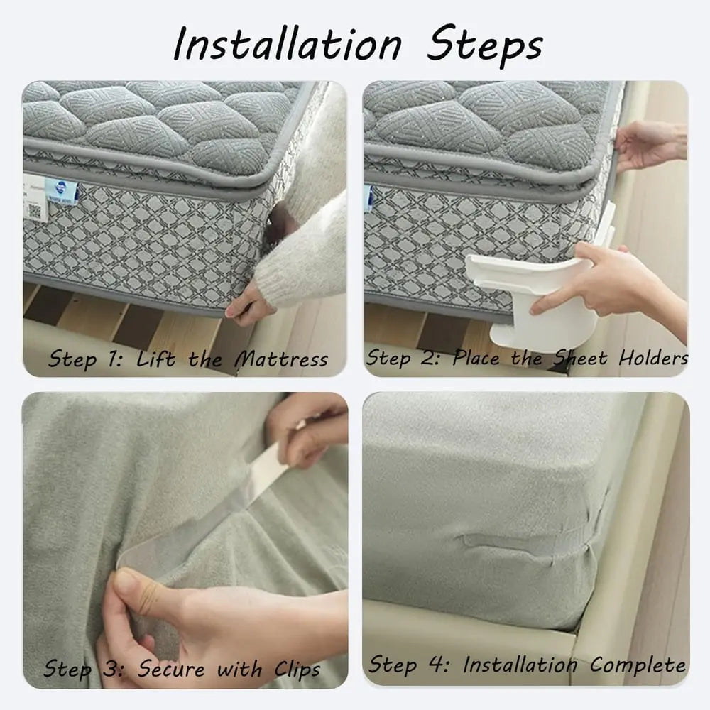 BowLift | 4-piece bed sheet holder set – secure hold for all mattress sizes