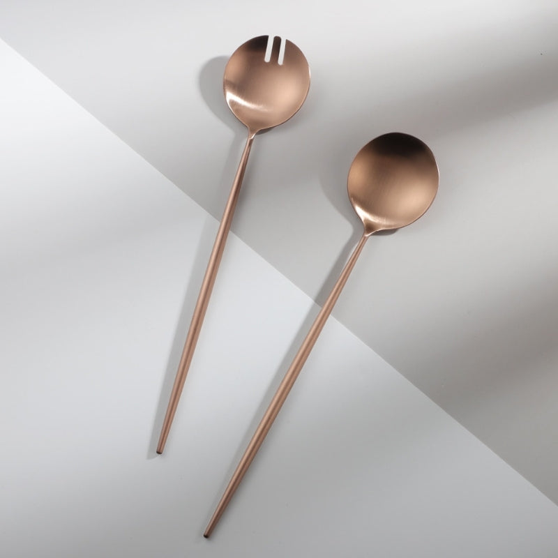 BowLift | Rose Gold Salad Cutlery and Serving Utensils Set
