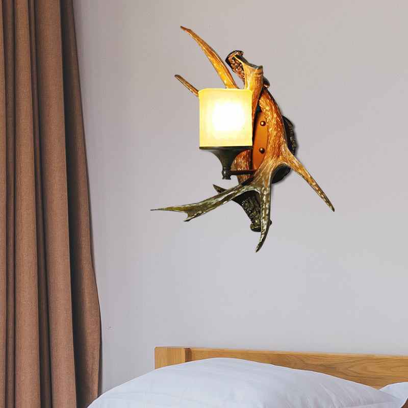 BowLift | 1 Light Marble Wall Light Modern Style Bronze Cylinder Dining Room Wall Light with Moose