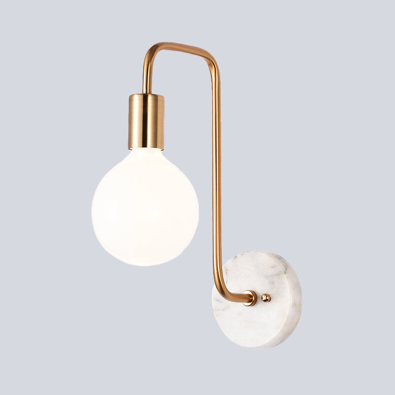 BowLift | Gold Sphere Wall Light Modernism 1-Arm Cream Glass Wall Mounted Lamp with Right Angle Arm