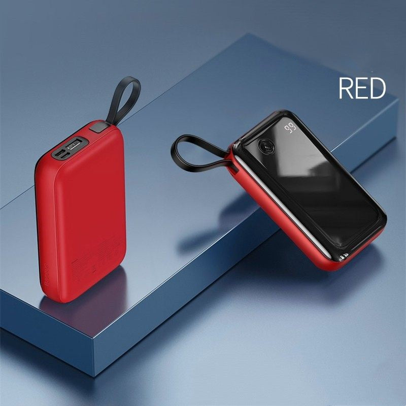 BowLift | 10000mAh Power Bank with Built-in Cable & 3 Outputs, for Phone & Tablet