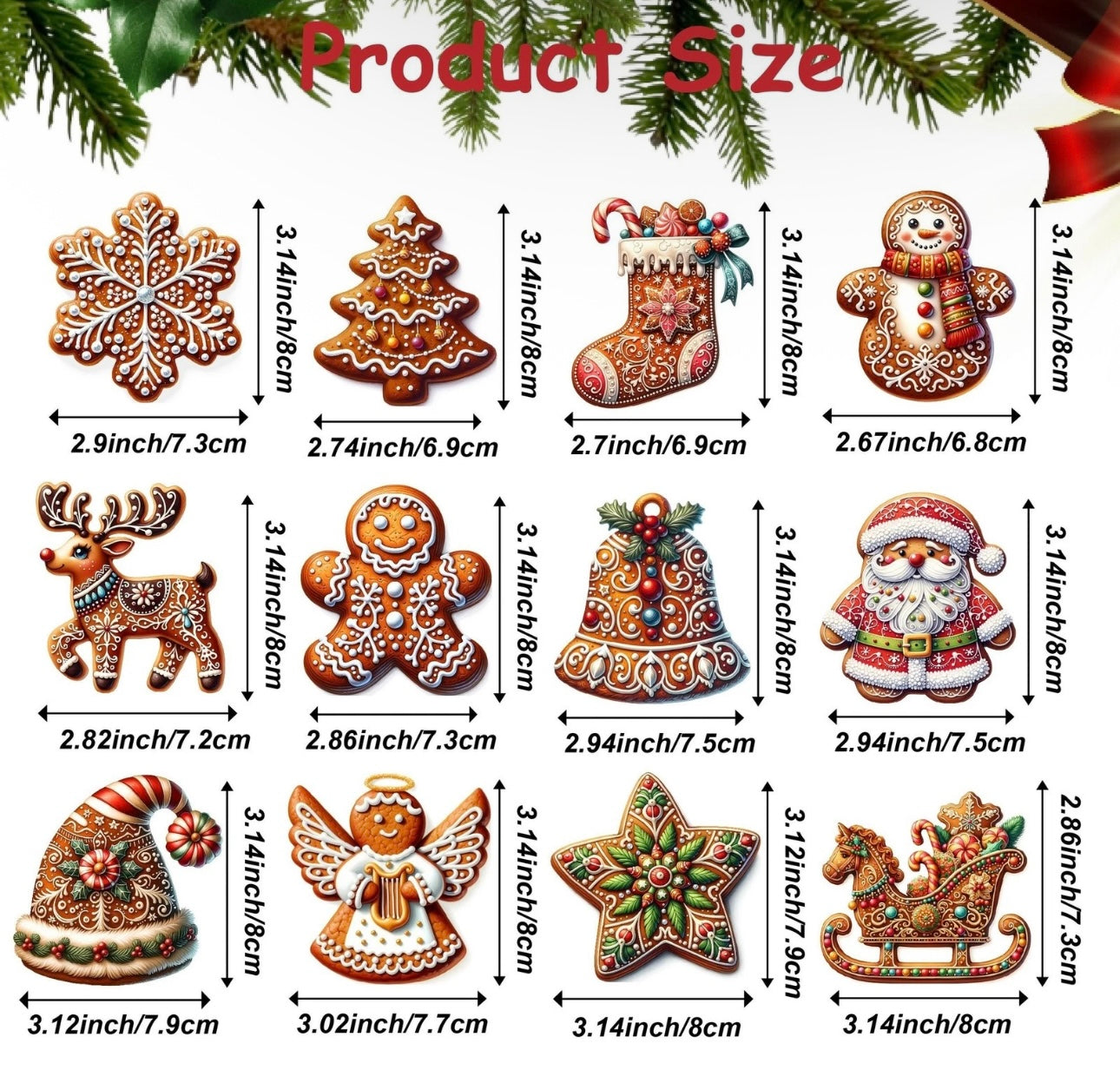 BowLift | 12pc Wooden Gingerbread Tree Decorations