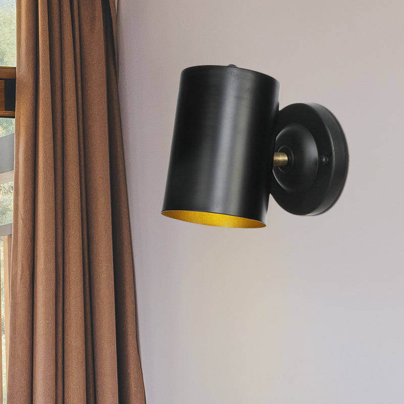 BowLift | 1 Light Cylindrical Wall Lamp Fixture Farmhouse Black Finish Metal Wall Mount Wall Lamp for Bedside, 4"/6" W