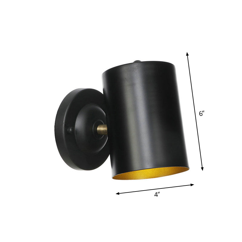 BowLift | 1 Light Cylindrical Wall Lamp Fixture Farmhouse Black Finish Metal Wall Mount Wall Lamp for Bedside, 4"/6" W