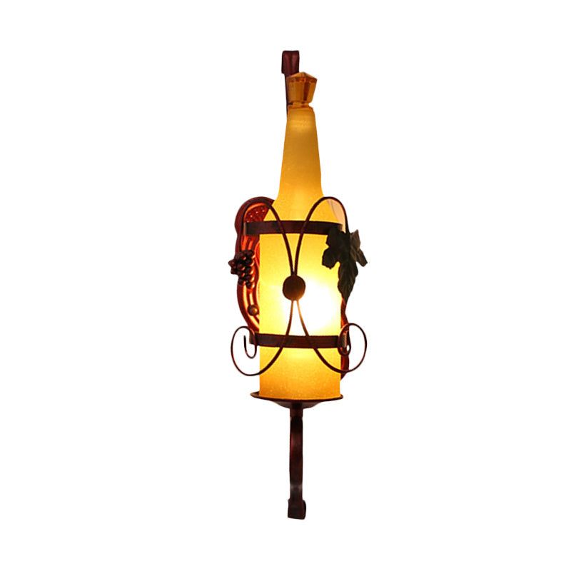 BowLift | 1 Head Bottle Wall Light Vintage Copper Yellow Glass Wall Mount Lamp Fixture with Wine Rack Design