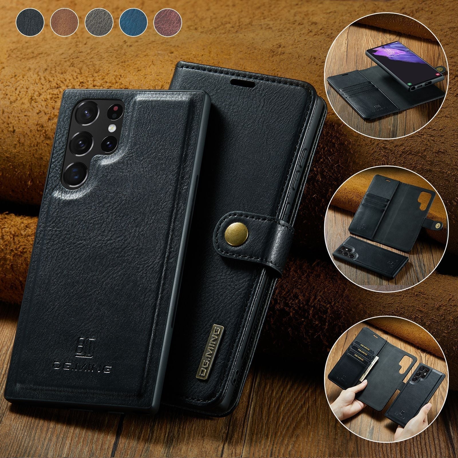 BowLift | 2 in 1 removable flip leather case for Samsung Galaxy