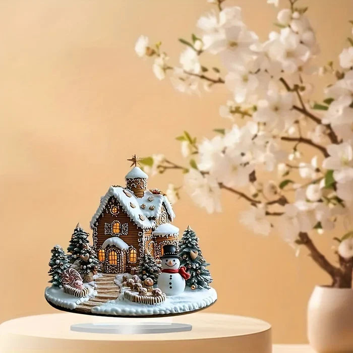 BowLift | GingerGlow - Festive ginger house in acrylic with a charming snowman