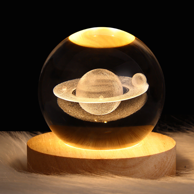 BowLift | LED Night Light Galaxy Crystal Ball Table Lamp 3D Planet Moon Lamp Bedroom Home Decor For Kids Party Children's Birthday Gifts
