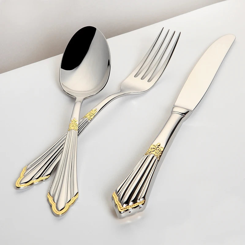BowLift | 4-Piece Luxury Gold Inlay Cutlery Set