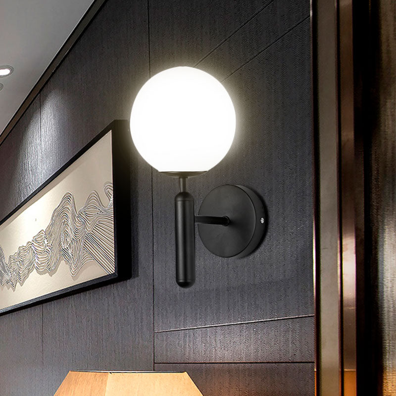 BowLift | 1 Light Clear Textured Glass Wall Sconces Light Modern Black Globe Bedroom Lighting Fixture
