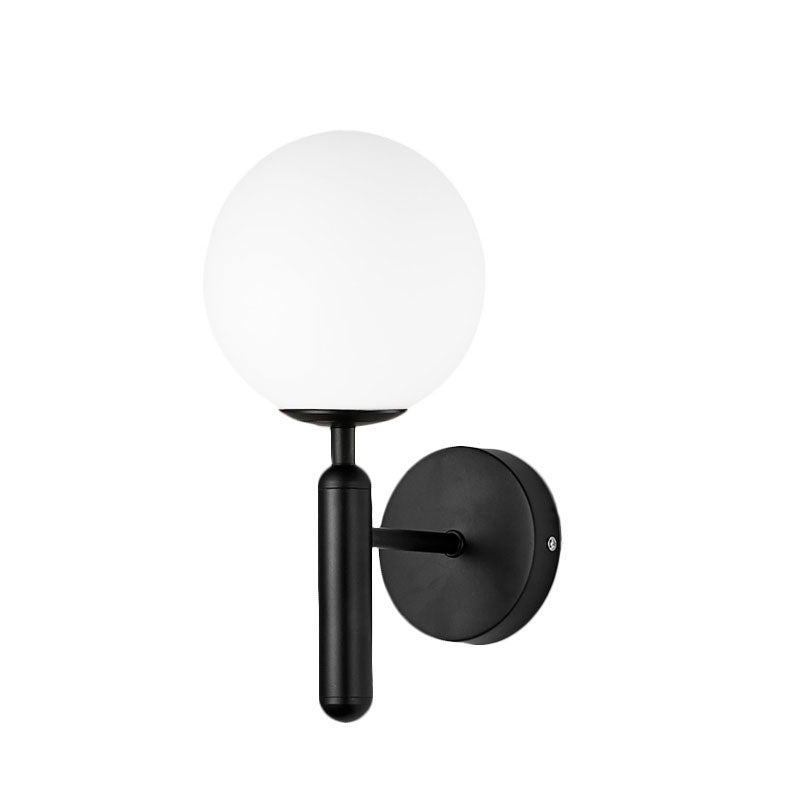 BowLift | 1 Light Clear Textured Glass Wall Sconces Light Modern Black Globe Bedroom Lighting Fixture
