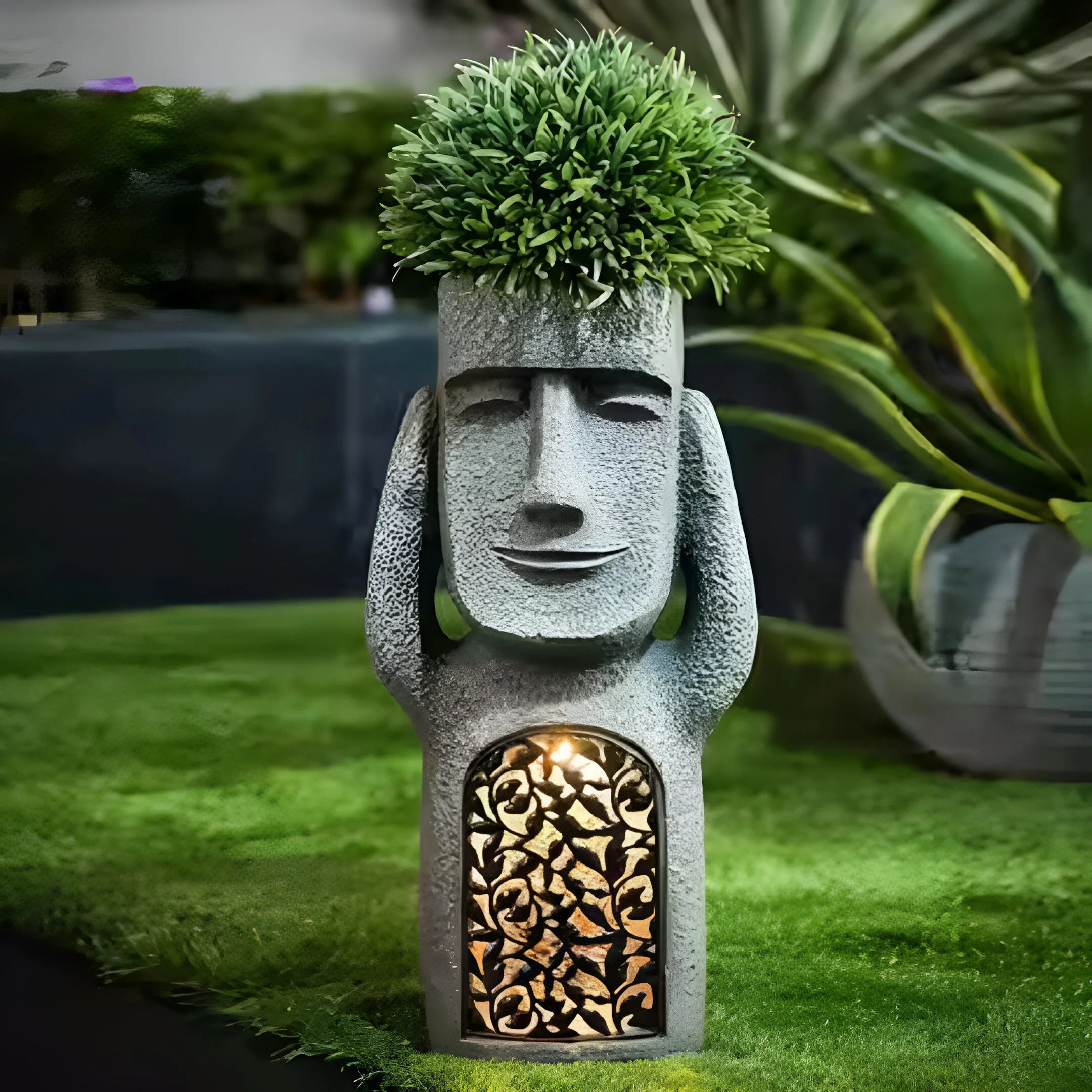 GlowSculpt – Solar LED Face Planter