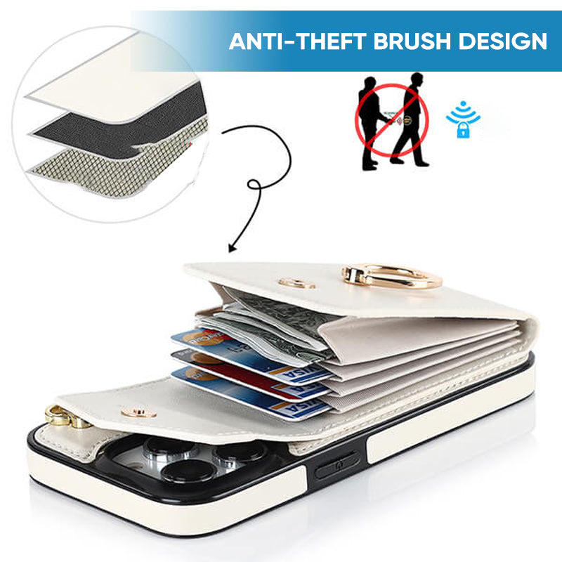 BowLift | Leather Wallet Case with Ring & Lanyard for iPhone