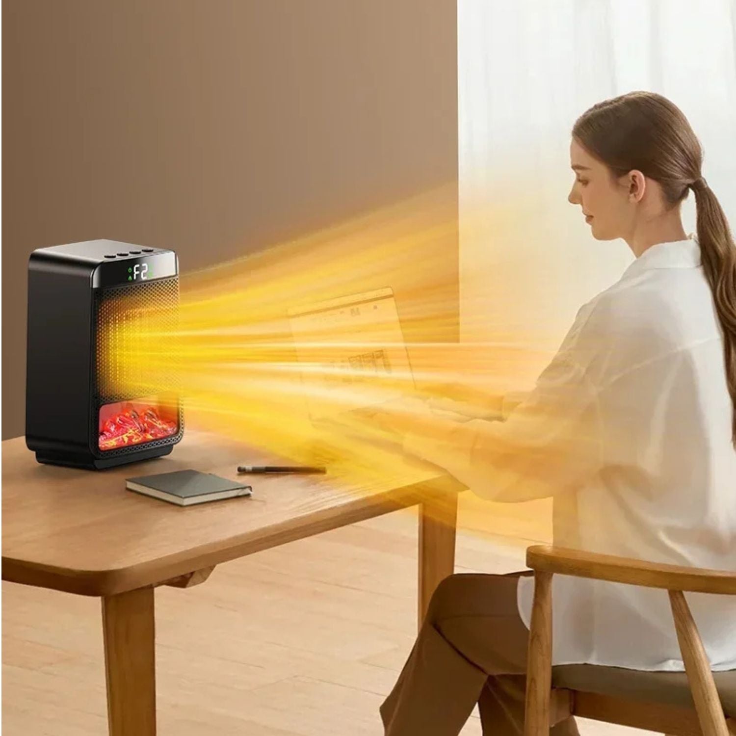 BowLift | 3D Dynamic Flame Electric Heater | 1500W Portable, ECO-Friendly & Fast Heating for Bathroom and Home Use