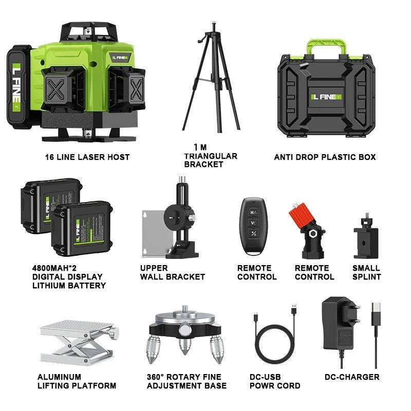 BowLift | 16-Line Professional 4D Laser Level – Precise Measurements and Accurate Alignment