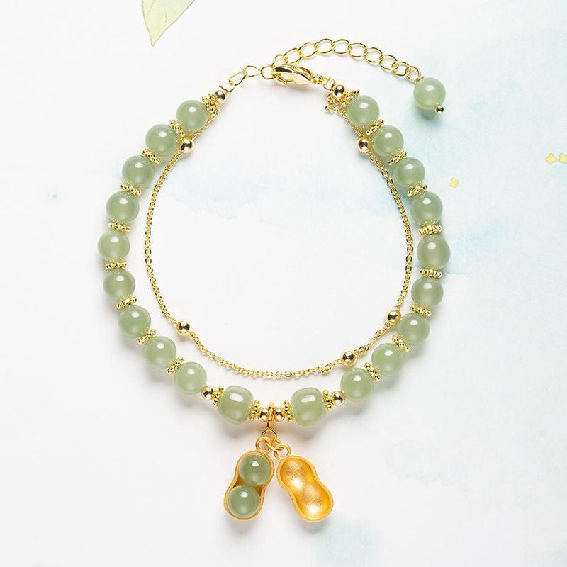 BowLift | Double Chain Natural Jade Bracelet
