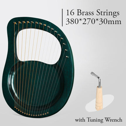 BowLift | 16 Brass String Mahogany Lyre Harp with Tone Wrench for Children, Teenager & Adults