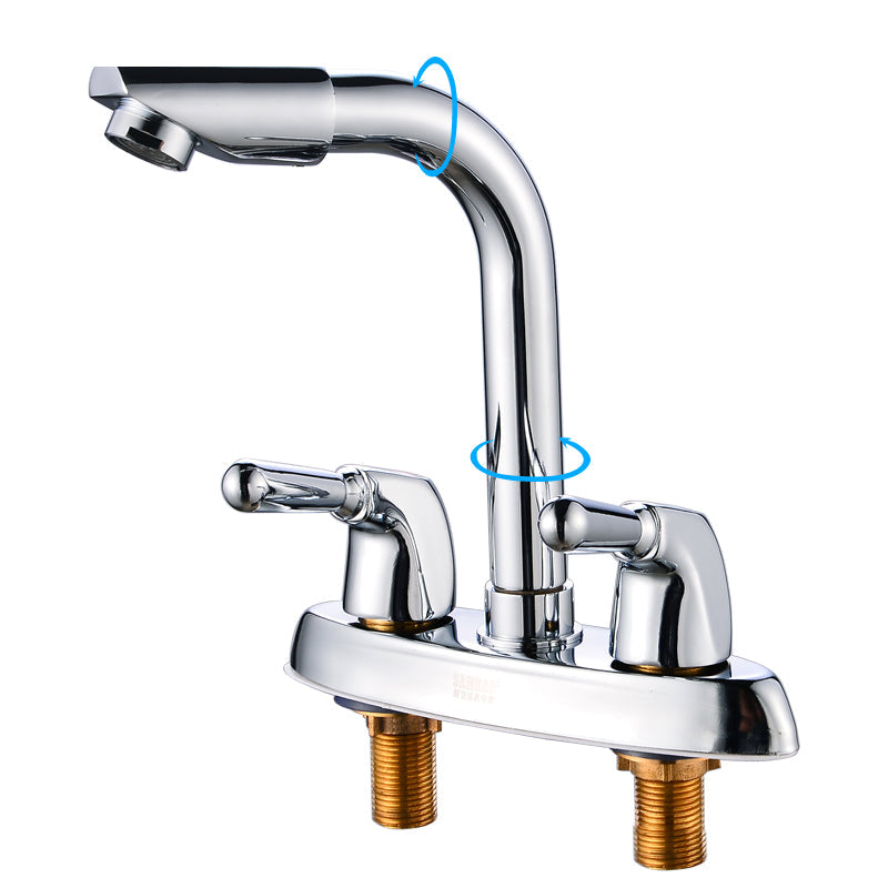BowLift | 2-Handle Brushed Nickel Widespread Faucet 2-Hole Centered Bathroom Sink Faucet with Brass