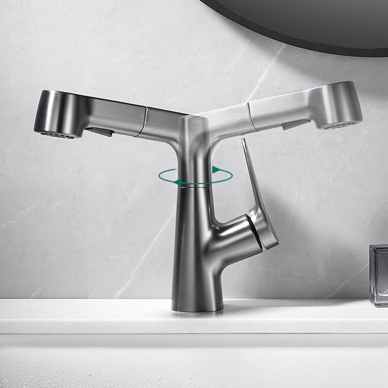 BowLift | 1-Handle Brushed Nickel Widespread Faucet Single Hole Bathroom Vessel Faucet with Brass