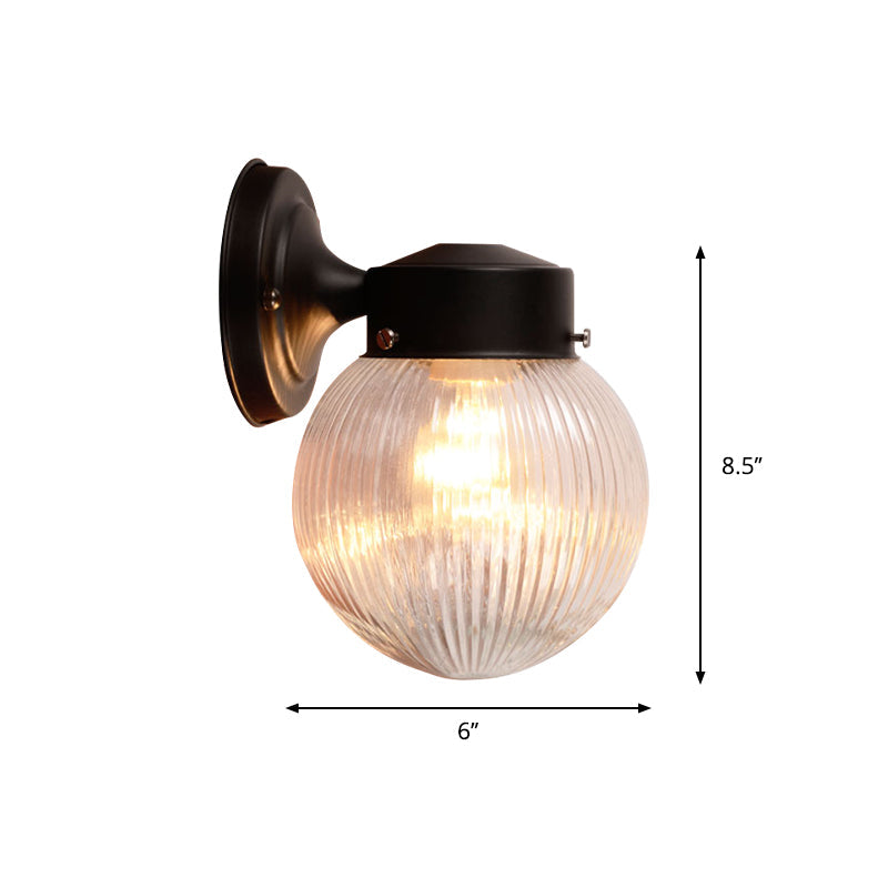 BowLift | Globe Wall Lamp Vintage 1 Light Mini Wall Fixture with White/Clear Glass Shade for Bathroom