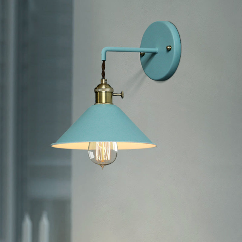 BowLift | Grey/Red conical wall lamp Vintage style metal 1 light bulb living room wall hanging lamp