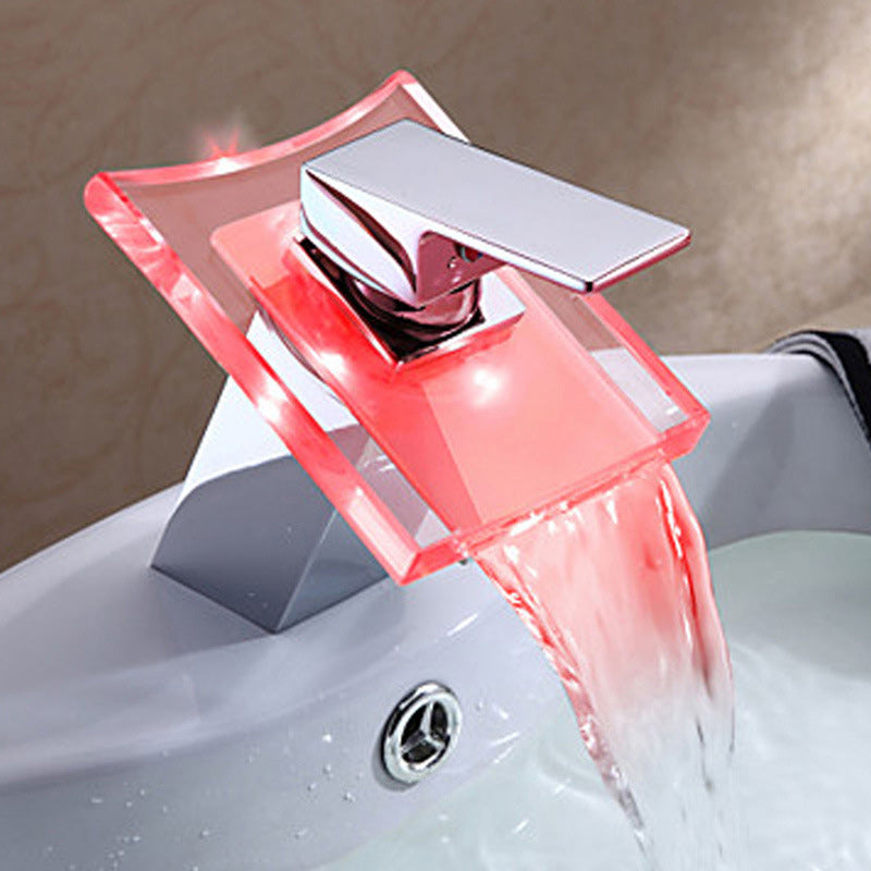 BowLift | 1-Handle Basin Mixer 1-Hole Copper Sink Tap with LED Lighting