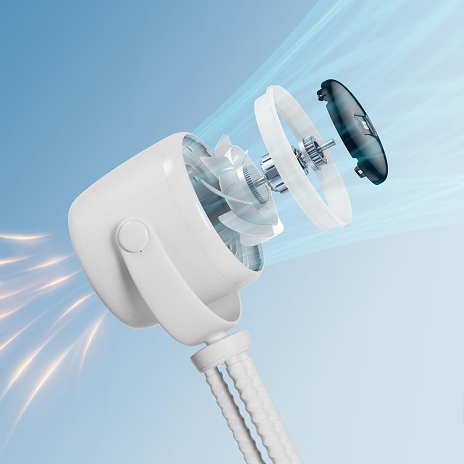 BowLift | Rechargeable Clip-On Stroller Fan with Night Light 100 Speeds