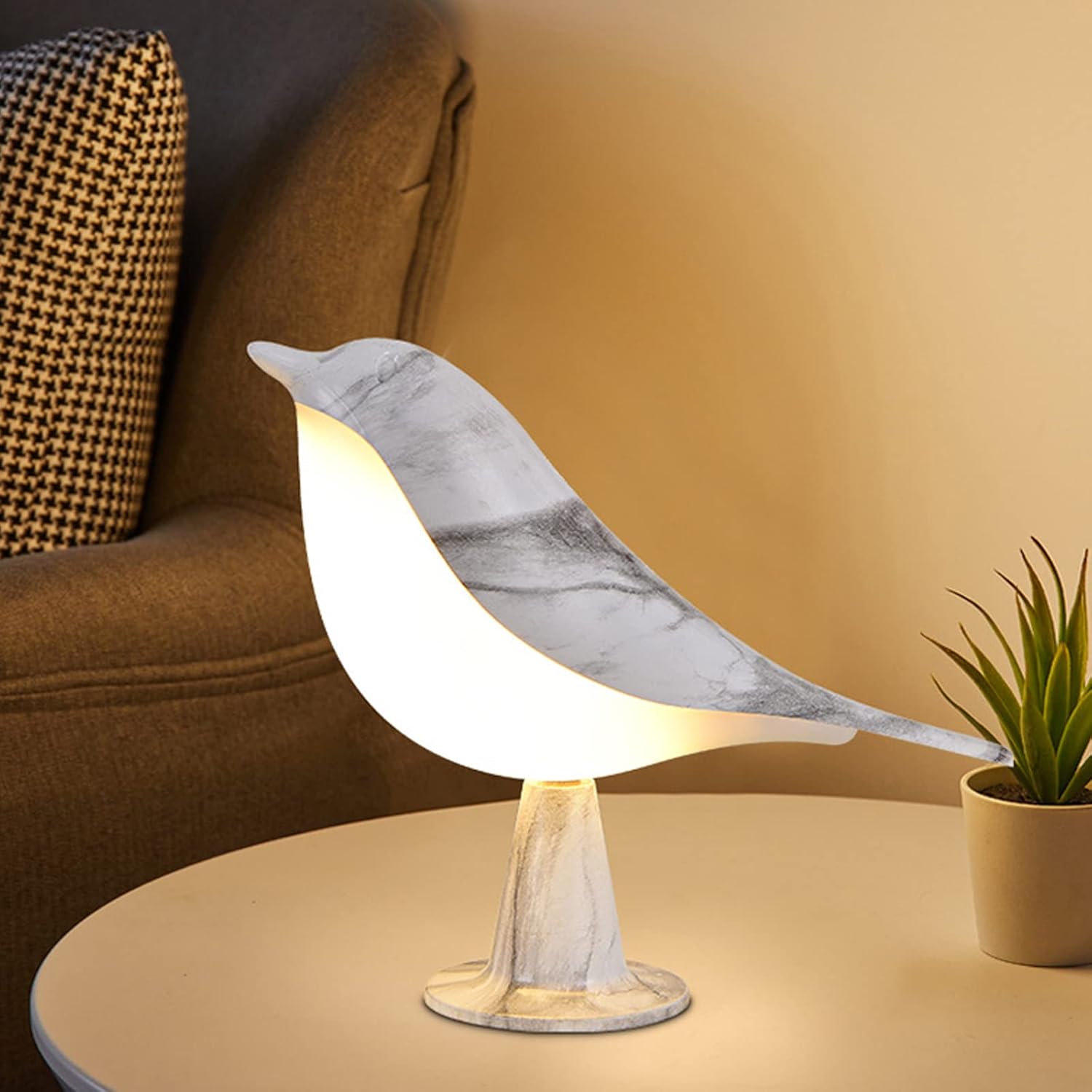 BowLift | Modern Wood LED Table Lamp Bird Design