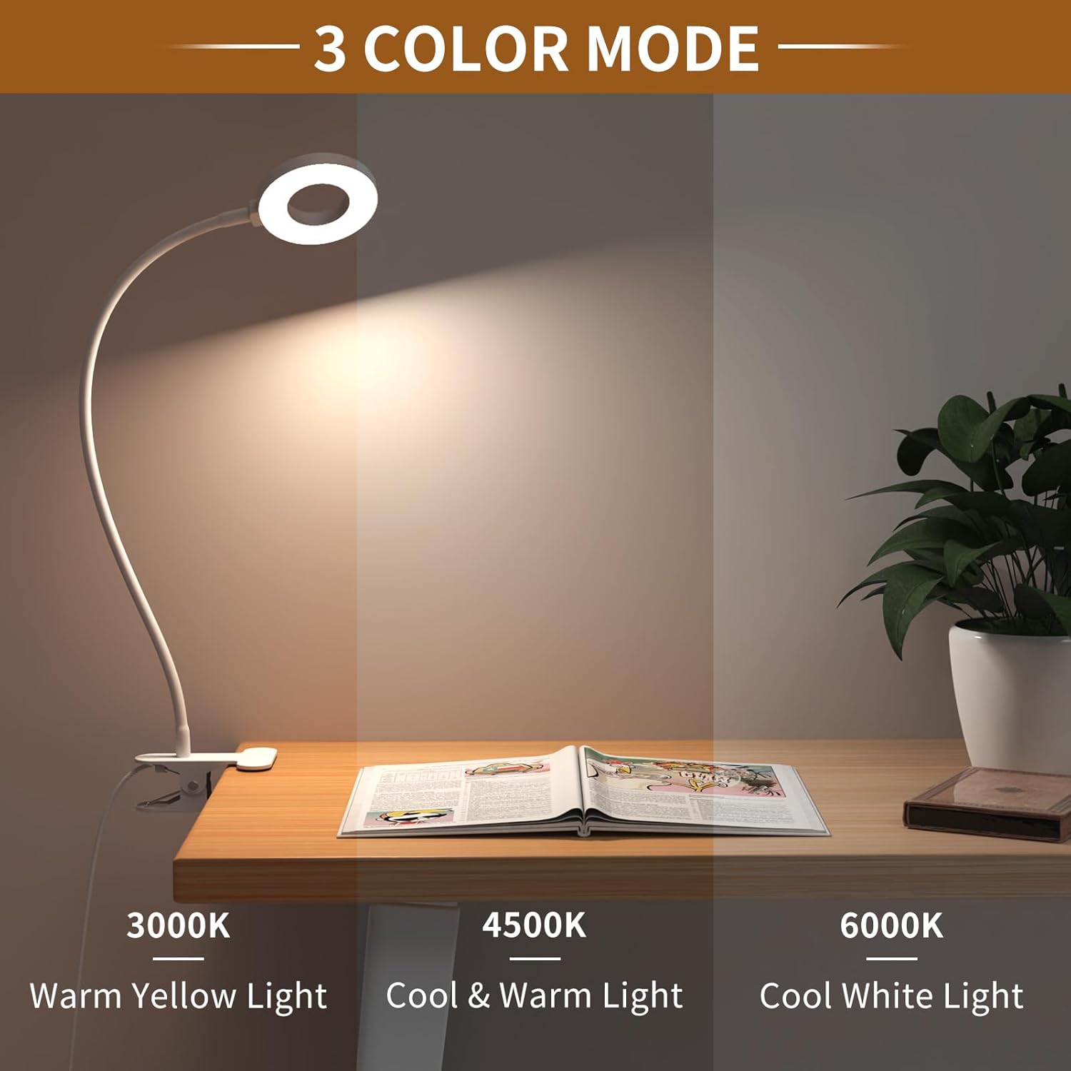 BowLift | 3 Colour Modes LED Desk Clamp Lamp with & Flexible Gooseneck – Selvara (1+1 FREE)
