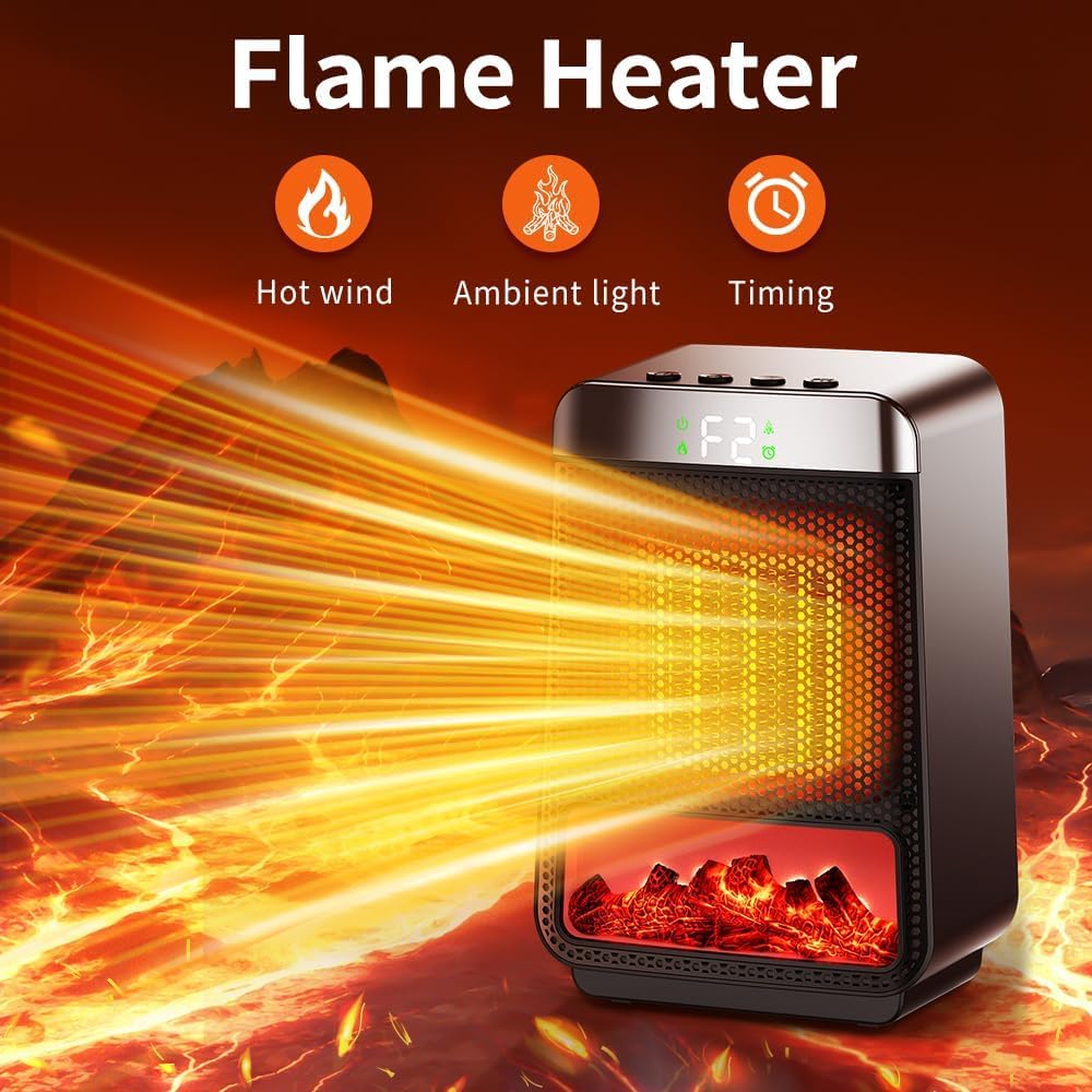 BowLift | 3D Dynamic Flame Electric Heater | 1500W Portable, ECO-Friendly & Fast Heating for Bathroom and Home Use