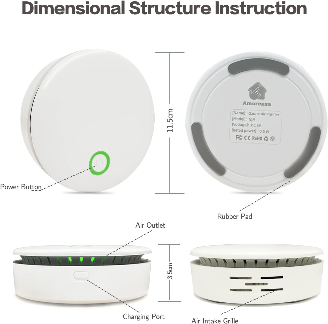 BowLift | FreshAir Ozone Odour Eliminator – Portable Air Purifier for Smoke, Pet Smells & Household Odours