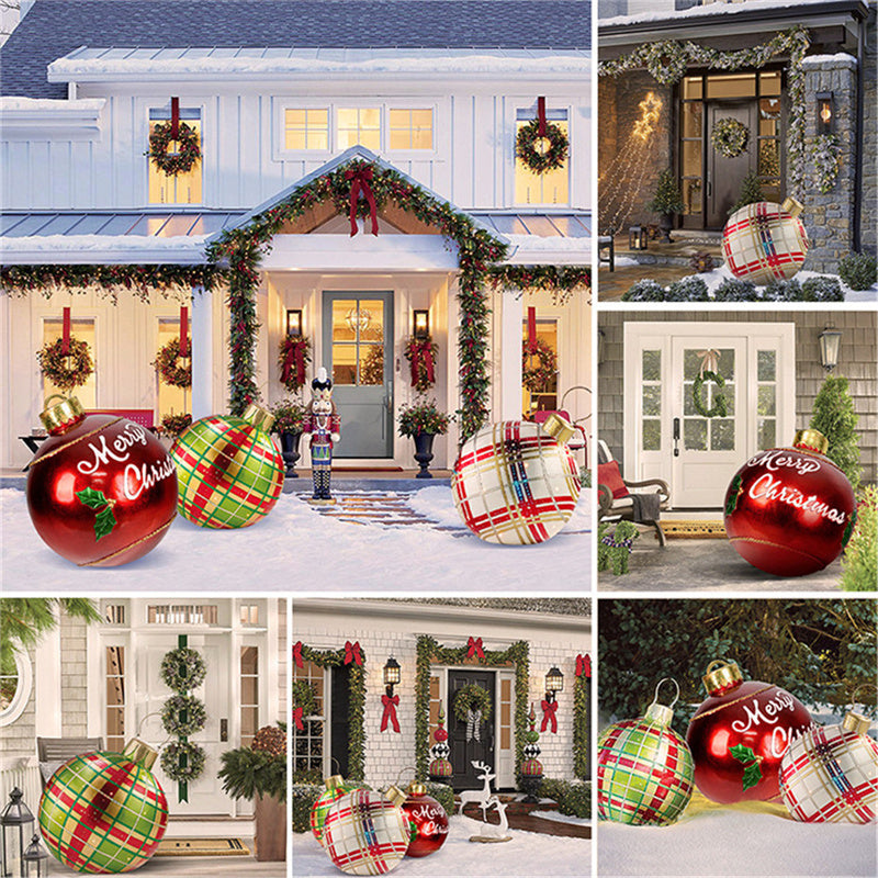 BowLift | Inflatable Christmas Ball Outdoor Decoration 60cm – Weather Resistant PVC Christmas Decoration